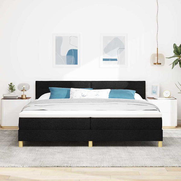 vidaXL Box Spring Bed with Pillows Black 200 x 200 cm Fabric