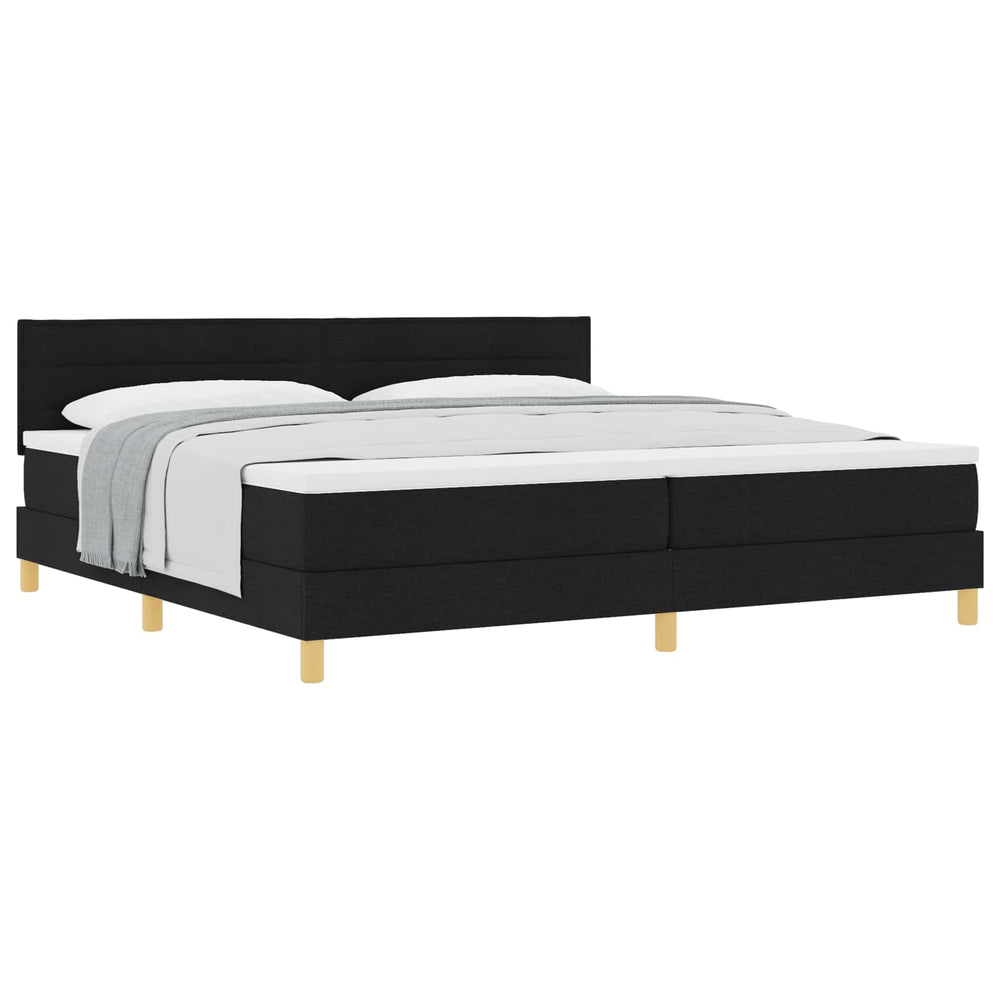 vidaXL Box Spring Bed with Pillows Black 200 x 200 cm Fabric