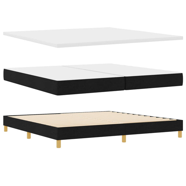 vidaXL Box Spring Bed with Pillows Black 200 x 200 cm Fabric
