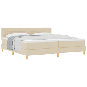 vidaXL Box Spring Bed with Pillows and Headboard Cream 200 x 200 cm Fabric