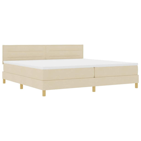 vidaXL Box Spring Bed with Pillows and Headboard Cream 200 x 200 cm Fabric