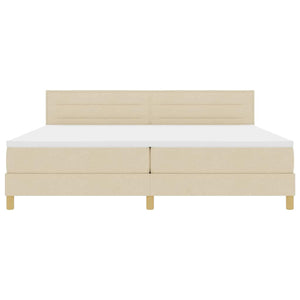 vidaXL Box Spring Bed with Pillows and Headboard Cream 200 x 200 cm Fabric