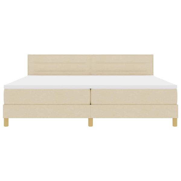 vidaXL Box Spring Bed with Pillows and Headboard Cream 200 x 200 cm Fabric