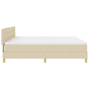 vidaXL Box Spring Bed with Pillows and Headboard Cream 200 x 200 cm Fabric
