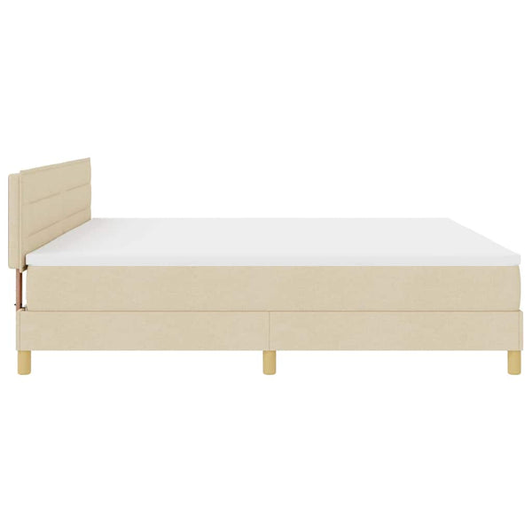 vidaXL Box Spring Bed with Pillows and Headboard Cream 200 x 200 cm Fabric
