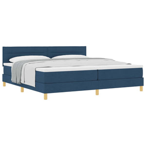vidaXL Box Spring Bed with Cushions and Headboard Blue 200 x 200 cm Fabric