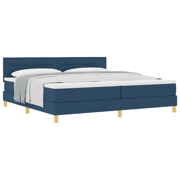 vidaXL Box Spring Bed with Cushions and Headboard Blue 200 x 200 cm Fabric