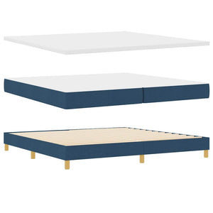 vidaXL Box Spring Bed with Cushions and Headboard Blue 200 x 200 cm Fabric