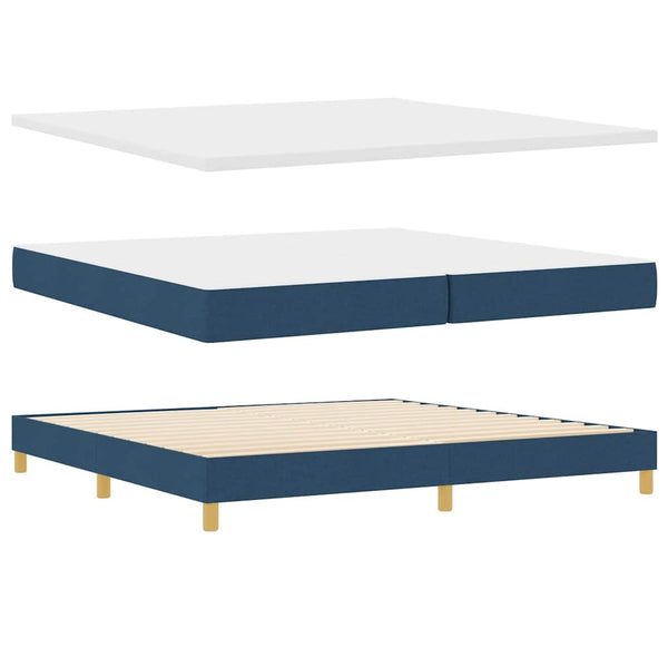 vidaXL Box Spring Bed with Cushions and Headboard Blue 200 x 200 cm Fabric