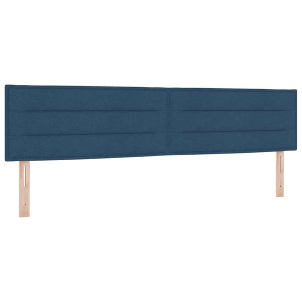 vidaXL Box Spring Bed with Cushions and Headboard Blue 200 x 200 cm Fabric