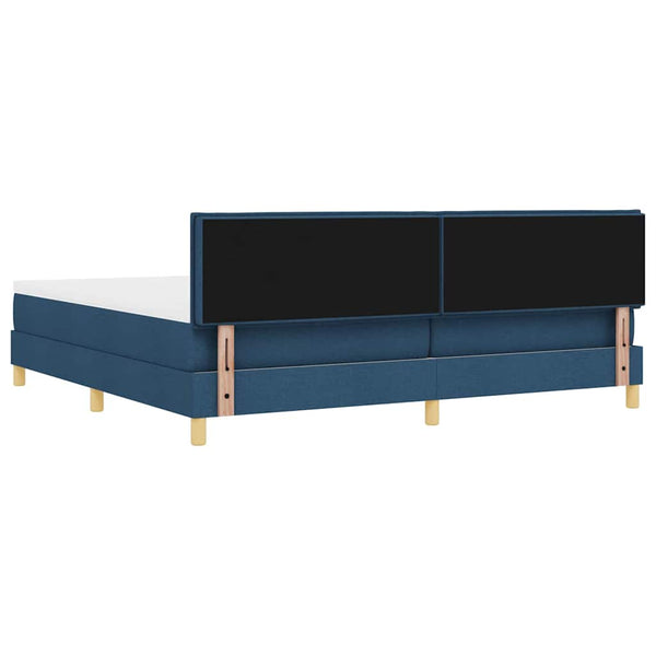 vidaXL Box Spring Bed with Cushions and Headboard Blue 200 x 200 cm Fabric