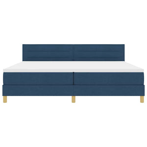vidaXL Box Spring Bed with Cushions and Headboard Blue 200 x 200 cm Fabric