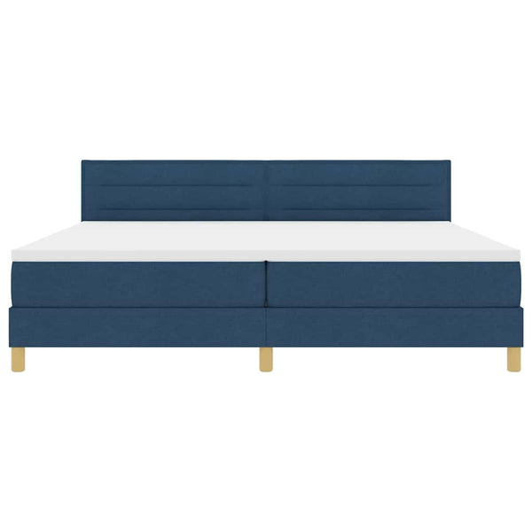 vidaXL Box Spring Bed with Cushions and Headboard Blue 200 x 200 cm Fabric