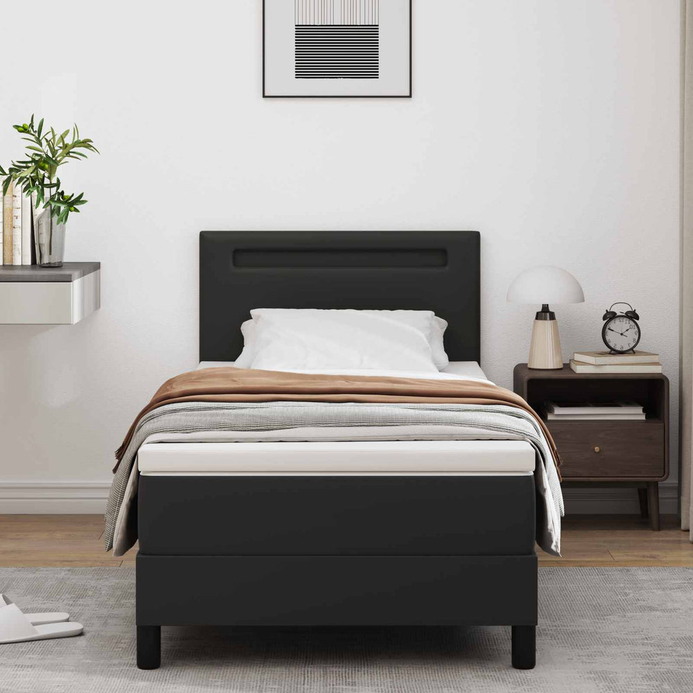 vidaXL Box Spring Bed with Mattress Black 90 x 190 cm Faux Leather