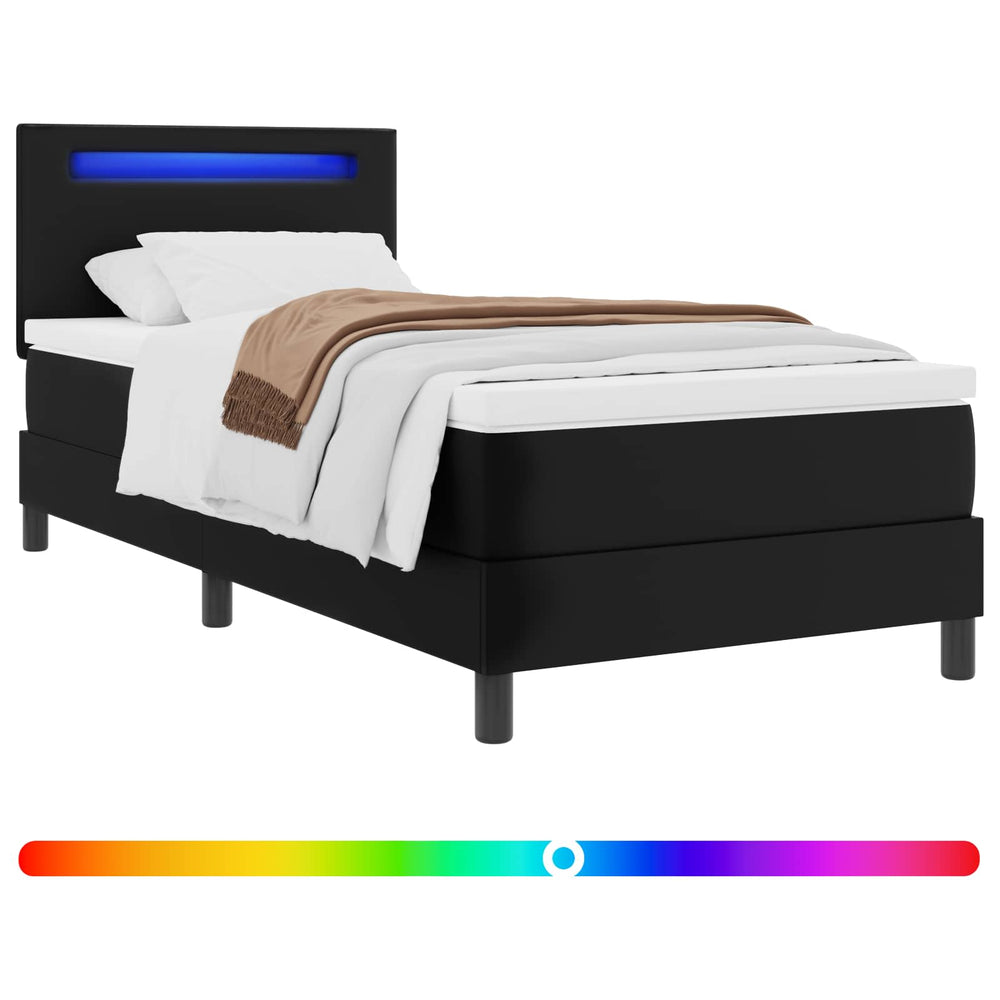 vidaXL Box Spring Bed with Mattress Black 90 x 190 cm Faux Leather