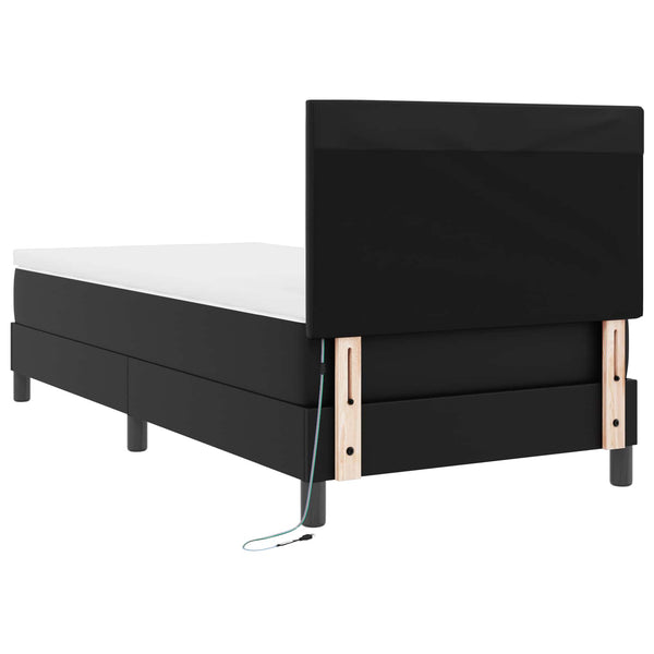 vidaXL Box Spring Bed with Mattress Black 90 x 190 cm Faux Leather