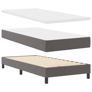 vidaXL Box Spring Bed with Mattress Grey 90 x 190 cm Artificial Leather