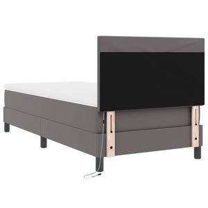 vidaXL Box Spring Bed with Mattress Grey 90 x 190 cm Artificial Leather