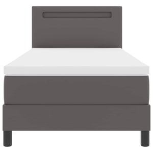 vidaXL Box Spring Bed with Mattress Grey 90 x 190 cm Artificial Leather