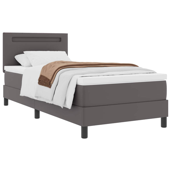 vidaXL Box Spring Bed with Mattress Grey 90 x 190 cm Artificial Leather