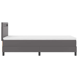 vidaXL Box Spring Bed with Mattress Grey 90 x 190 cm Artificial Leather