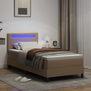 vidaXL Box Spring Bed with Mattress Cappuccino 90 x 190 cm Faux Leather