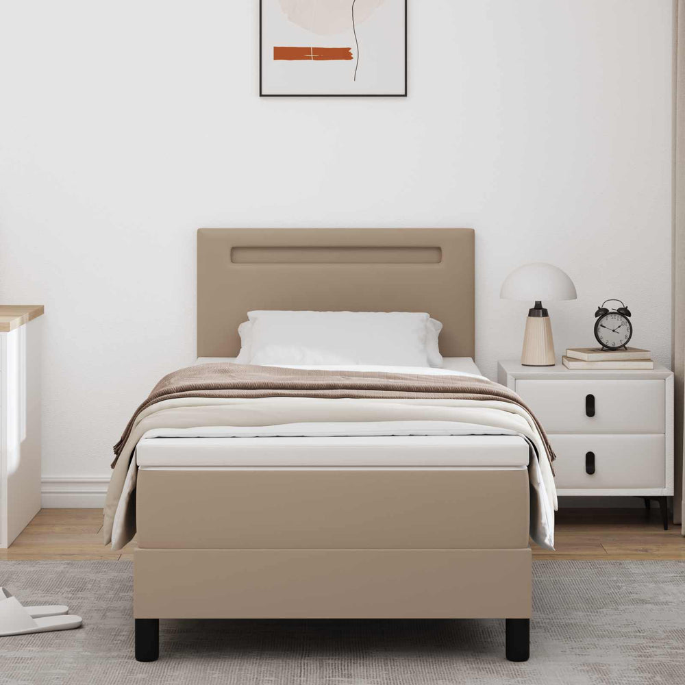 vidaXL Box Spring Bed with Mattress Cappuccino 90 x 190 cm Faux Leather