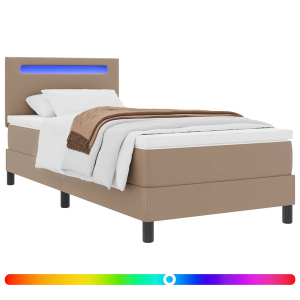 vidaXL Box Spring Bed with Mattress Cappuccino 90 x 190 cm Faux Leather