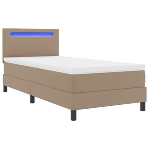 vidaXL Box Spring Bed with Mattress Cappuccino 90 x 190 cm Faux Leather