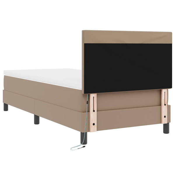 vidaXL Box Spring Bed with Mattress Cappuccino 90 x 190 cm Faux Leather