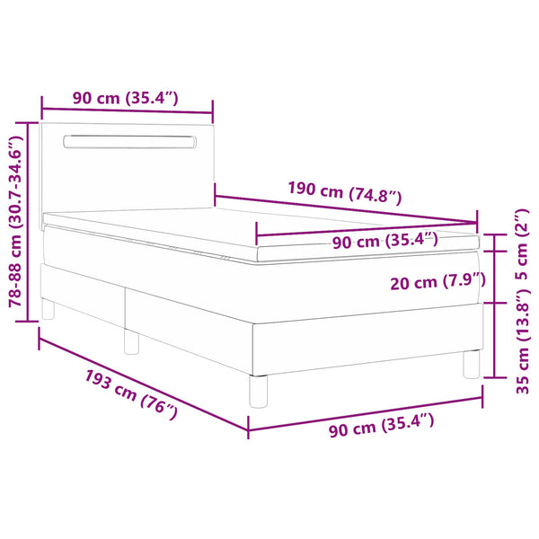 vidaXL Box Spring Bed with Mattress Cappuccino 90 x 190 cm Faux Leather