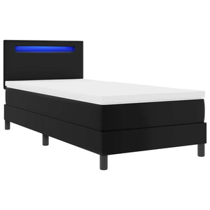 vidaXL Box Spring Bed with Mattress Black 90 x 200 cm Faux Leather