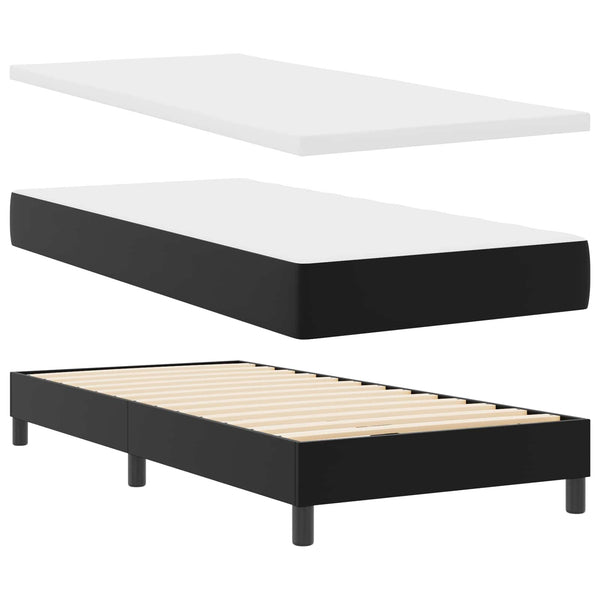 vidaXL Box Spring Bed with Mattress Black 100 x 200 cm Faux Leather