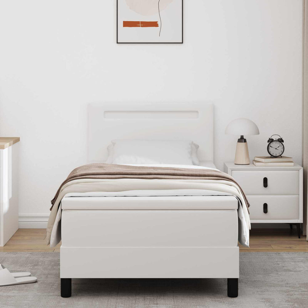 vidaXL Box Spring Bed with Mattress White 100 x 200 cm Faux Leather