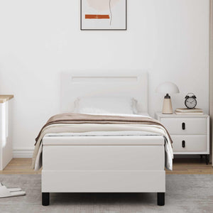 vidaXL Box Spring Bed with Mattress White 100 x 200 cm Faux Leather