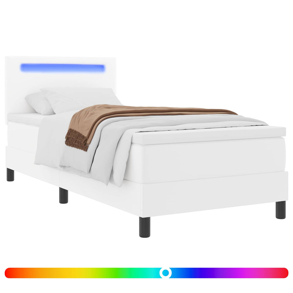 vidaXL Box Spring Bed with Mattress White 100 x 200 cm Faux Leather