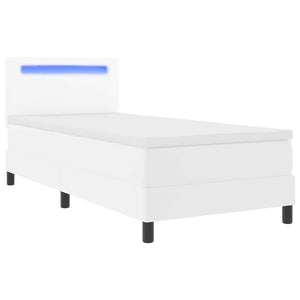 vidaXL Box Spring Bed with Mattress White 100 x 200 cm Faux Leather