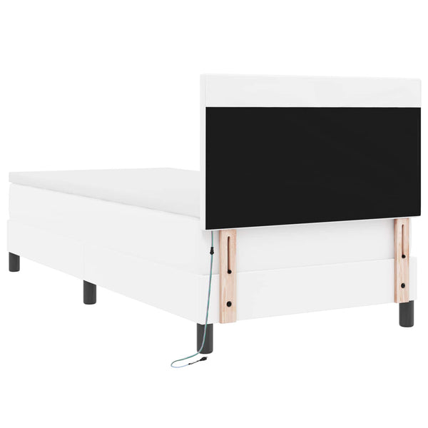 vidaXL Box Spring Bed with Mattress White 100 x 200 cm Faux Leather