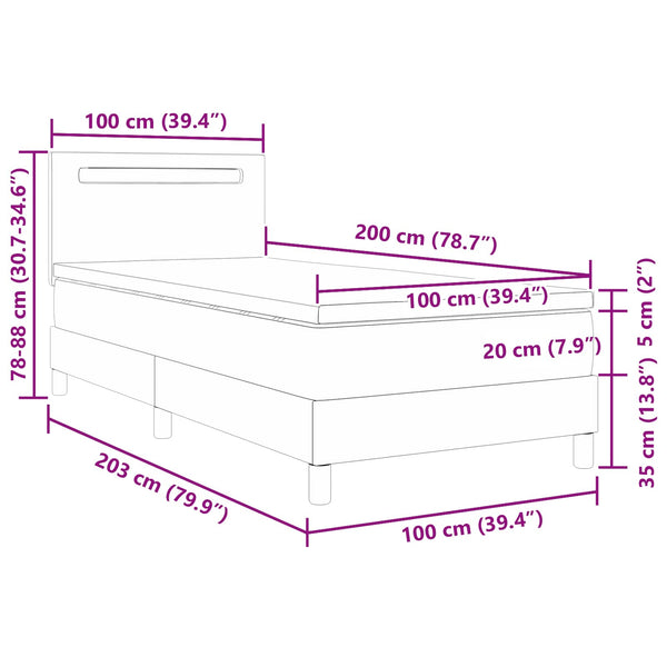 vidaXL Box Spring Bed with Mattress Cappuccino 100 x 200 cm Faux Leather