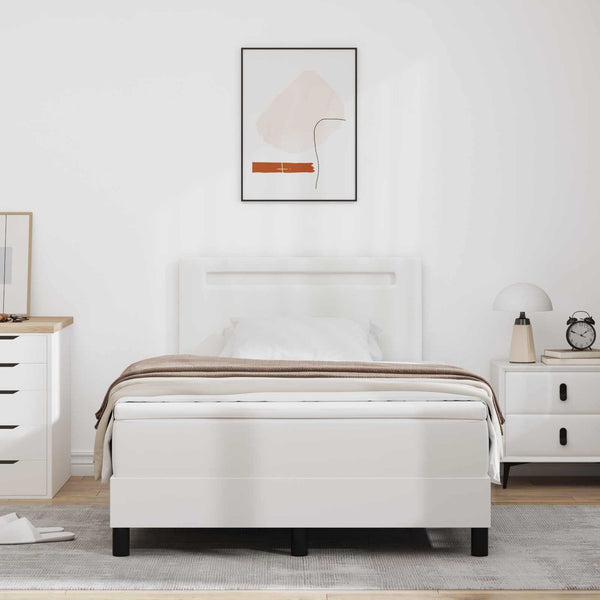 vidaXL Box Spring Bed with Mattress White 120 x 190 cm Faux Leather