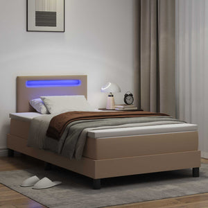 vidaXL Box Spring Bed with Mattress Cappuccino 120 x 190 cm Artificial Leather