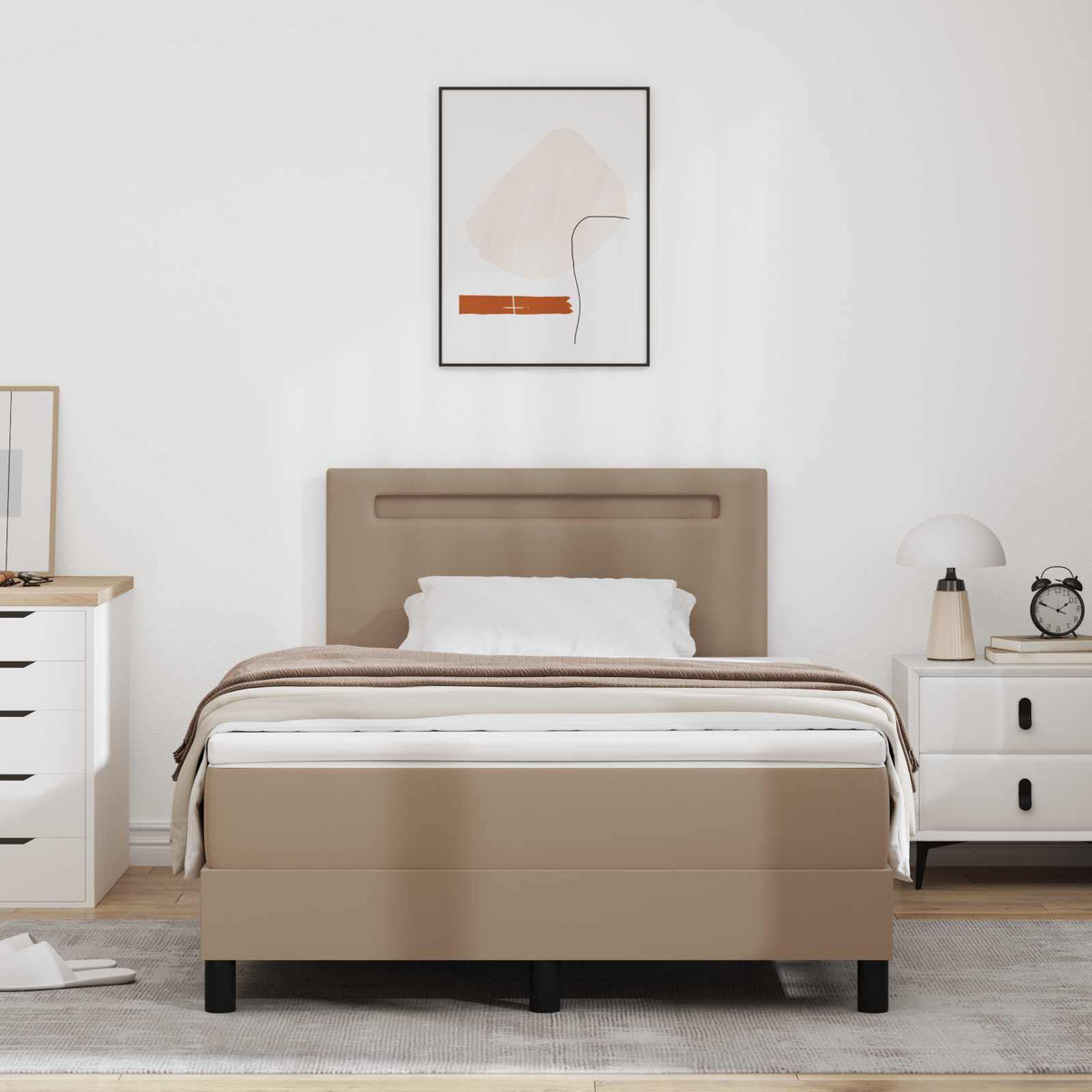 vidaXL Box Spring Bed with Mattress Cappuccino 120 x 190 cm Artificial Leather