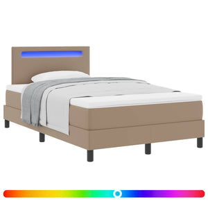 vidaXL Box Spring Bed with Mattress Cappuccino 120 x 190 cm Artificial Leather