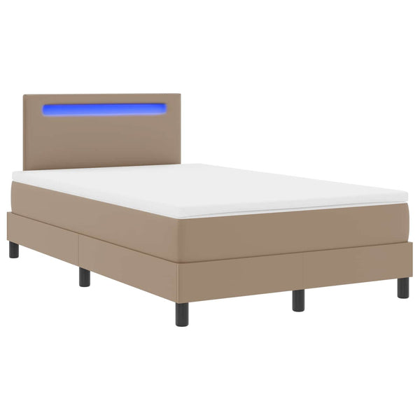 vidaXL Box Spring Bed with Mattress Cappuccino 120 x 190 cm Artificial Leather