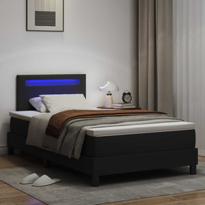 vidaXL Box Spring Bed with Mattress Black 120 x 200 cm Faux Leather