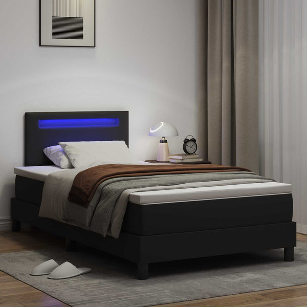 vidaXL Box Spring Bed with Mattress Black 120 x 200 cm Faux Leather