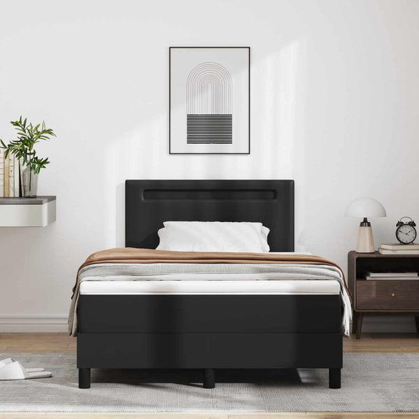 vidaXL Box Spring Bed with Mattress Black 120 x 200 cm Faux Leather