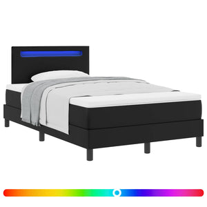 vidaXL Box Spring Bed with Mattress Black 120 x 200 cm Faux Leather