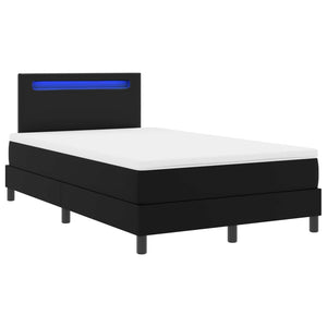 vidaXL Box Spring Bed with Mattress Black 120 x 200 cm Faux Leather