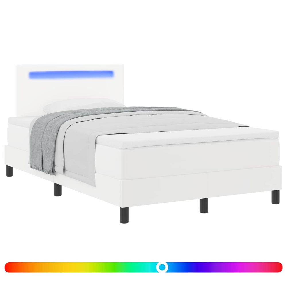vidaXL Box Spring Bed with Mattress White 120 x 200 cm Faux Leather
